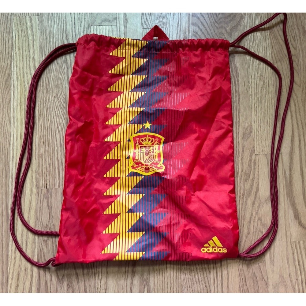 Adidas Spain National Team Soccer Drawstring Bag Red‎ Yellow RFEF Sackpack